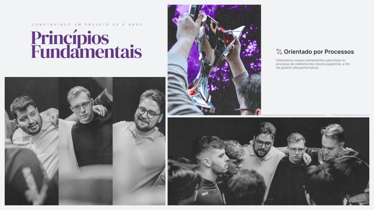 Principles slide with a grid of black-and-white photos and one photo highlighted in purple.